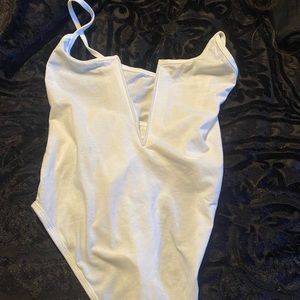 Bundle white & tan deep V bodysuit